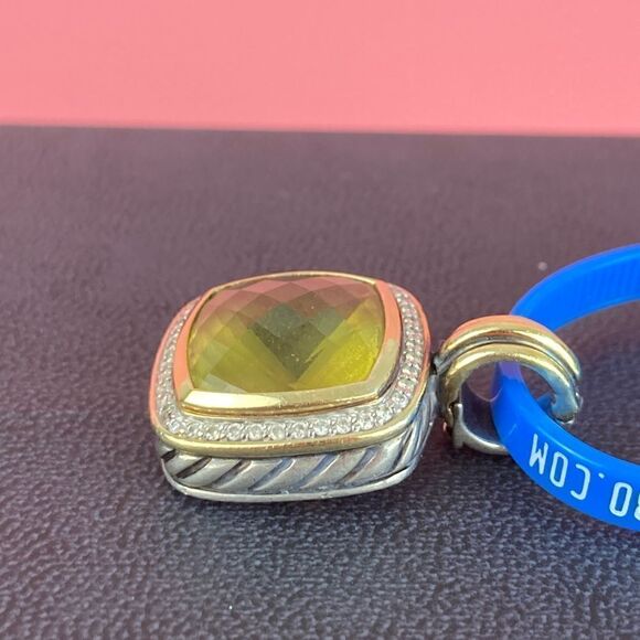 David Yurman 14mm Albion 18k Yellow Gold & 925 Diamond Pendant Enhancer - Picture 3 of 6